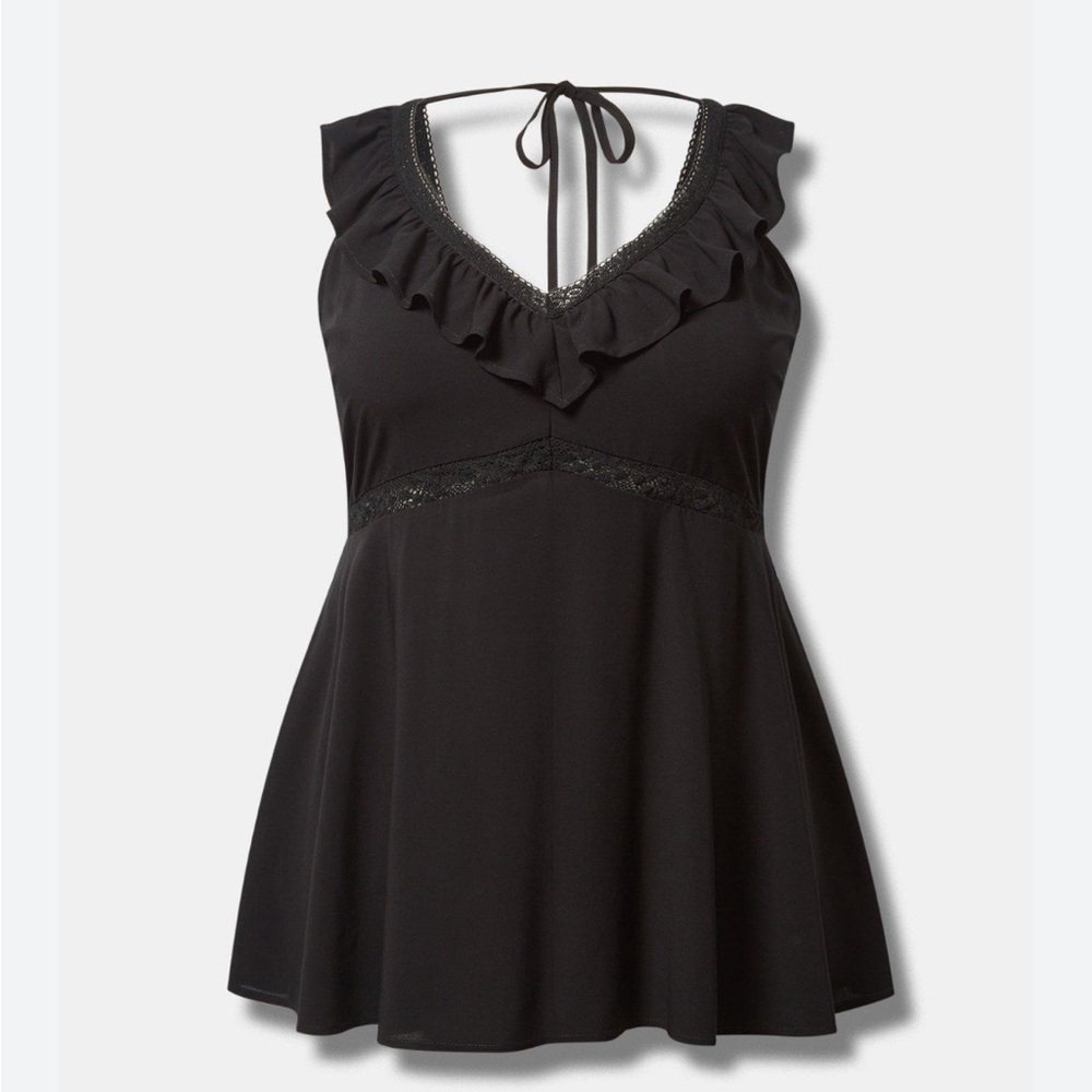Torrid Challis Ruffle V-Neck Sleeveless Top size 0